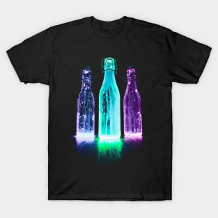 Neon Alcohol Bottle Art T-Shirt